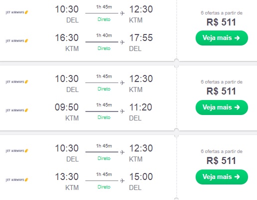 Passagens para o nepal