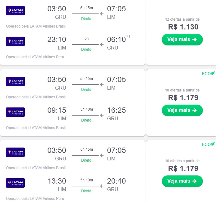 voos são paulo lima